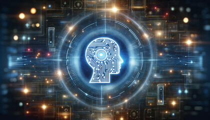 AI Icon with Futuristic Background