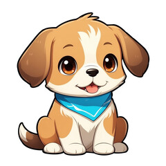 Friendly Puppy Dog Character Sticker with Big Eyes, Wagging Tail, and Playful Smile, Generative AI.
