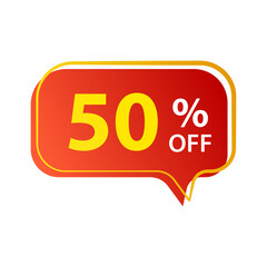 50 percent discount banner label promotion