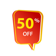 50 percent discount banner label promotion