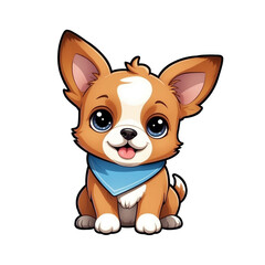 Friendly Puppy Dog Character Sticker with Big Eyes, Wagging Tail, and Playful Smile, Generative AI.