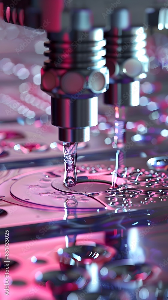 Poster precision microfluidic manipulation 3d rendered depiction of intricate lab on a chip devices