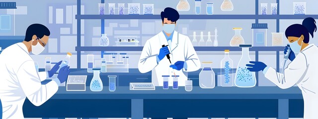 Scientists Developing Monoclonal Antibodies in Medical Research Laboratory