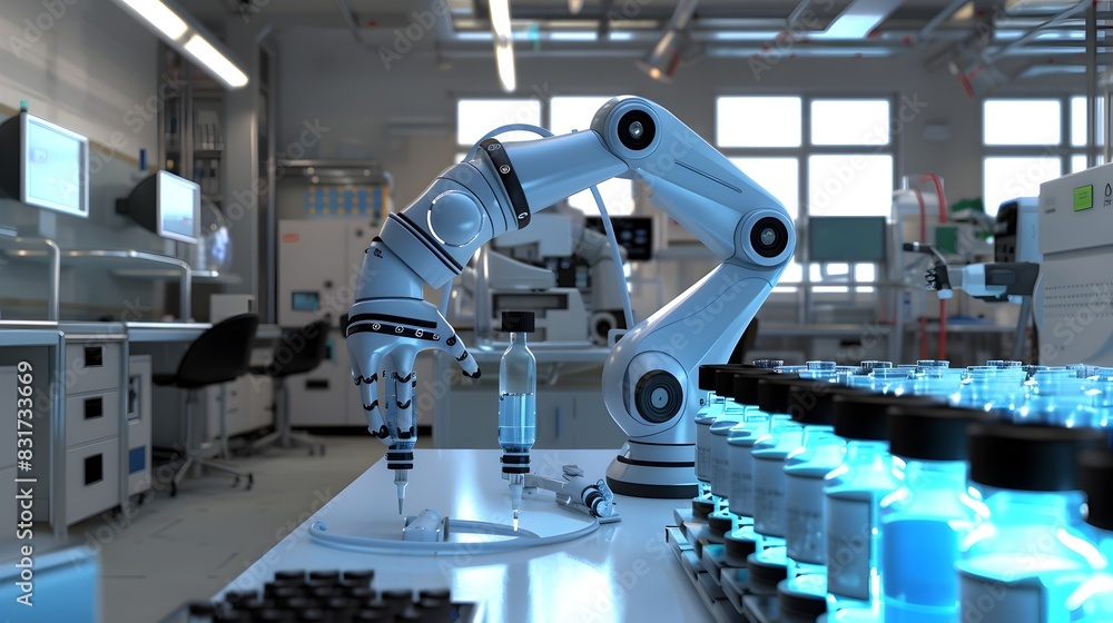 Poster biotech robotics streamlining lab processes with precision and efficiency