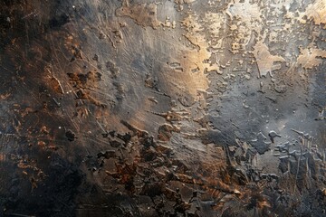 Abstract composition of metal surface and texture of burnt surface.
