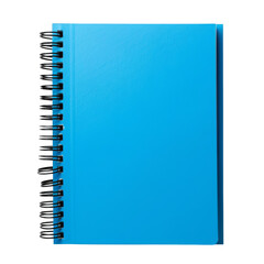 A spiral notebook with a vibrant blue cover isolated on white background