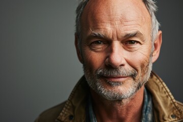 Obraz premium Portrait of a handsome senior man with grey hair and beard.