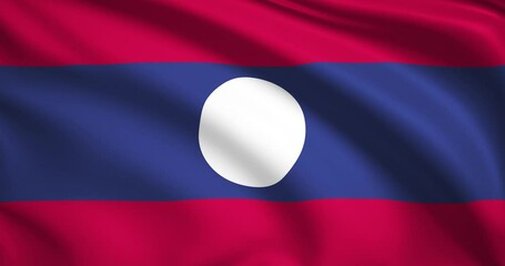 flag of Laos. Laos flag background. 4k 60FPS