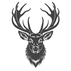 Majestic stag head silhouette, designed for outdoor sports logos, perfect for hunting gear and conservation group apparel