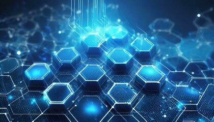 Obraz premium テクノロジーと青い電流、存在感のある模様、くっきりとシンプル、クールでスタイリッシュに表現 Generated by AI