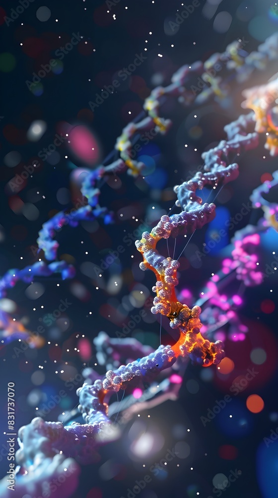 Poster vibrant biosynthetic pathways rendering of engineered molecular structures for valuable compound