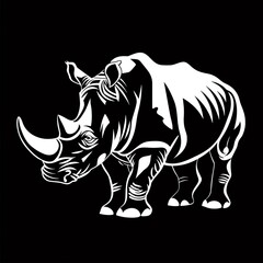 Fototapeta premium Rugged silhouette of a rhinoceros, perfect for a defensive sports team logo, ideal for rugby jerseys and protective gear
