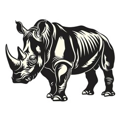 Fototapeta premium Rugged silhouette of a rhinoceros, perfect for a defensive sports team logo, ideal for rugby jerseys and protective gear