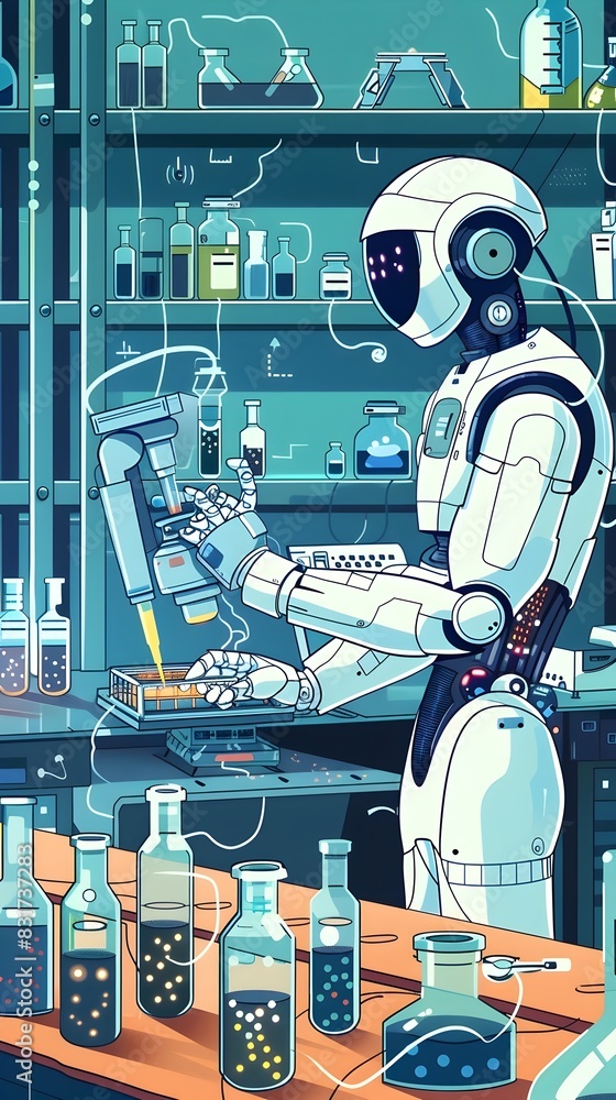 Poster fully automated laboratory with robotic and powered scientific experimentation and analysis
