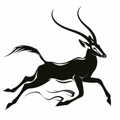 Obraz premium Agile antelope jump silhouette, perfect for fast sports team logos, suitable for sprinting teams and athletic competitions