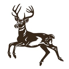 Graceful deer leap silhouette, designed for athletic team logos, perfect for cross,country team uniforms and event promotions