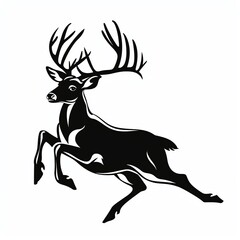 Obraz premium Graceful deer leap silhouette, perfect for cross,country team logos, applicable on track uniforms and fan merchandise