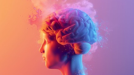 Educational Display on Chronic Traumatic Encephalopathy: Colorful Brain Scans and Facts Highlighted in a Vibrant Informative Background