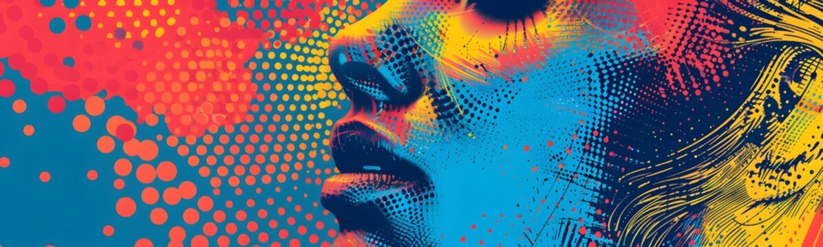 woman face with halftone effect vector illustration
