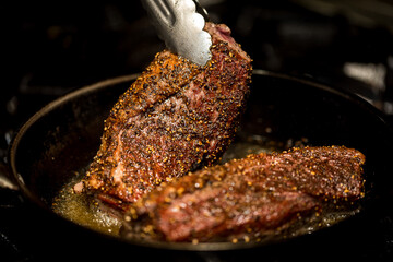 grilled steak on a grill