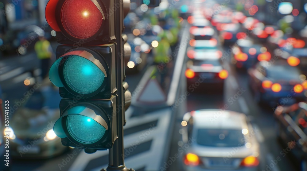 Poster a traffic light system installed in highly congested areas using data from air quality sensors to al