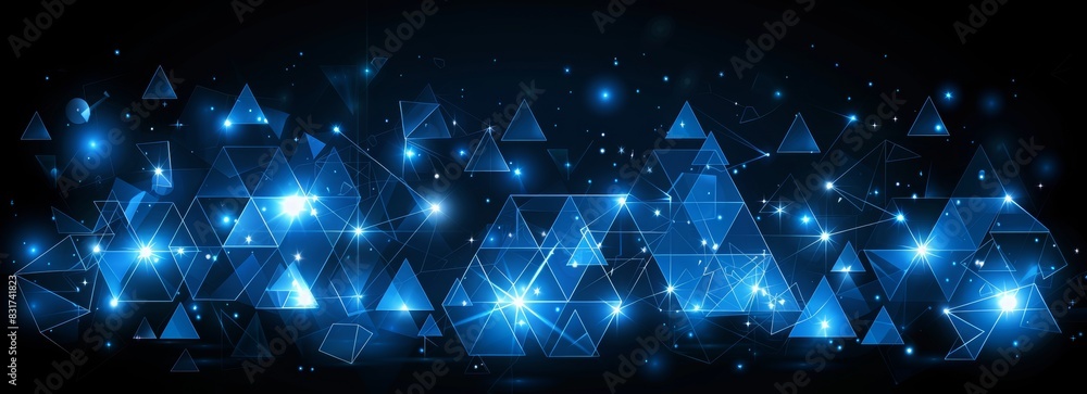 Poster glowing particle dots with colorful dots in abstract background, concept of light shining sparkling 