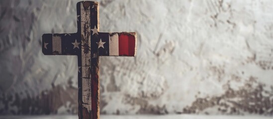 Symbol of Hope and Freedom: American Flag Cross on White Background