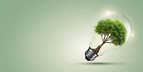 isolated on soft background with copy space Light Bulb with Tree concept, illustration