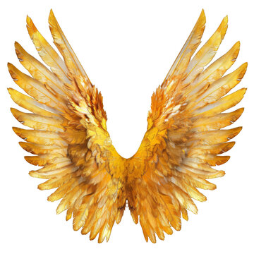 Golden angle wings isolated on white background