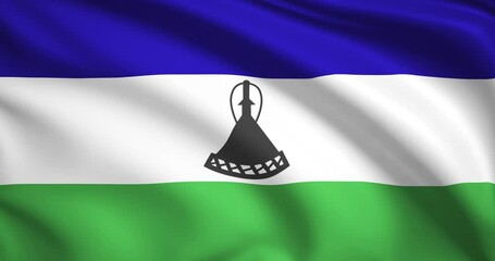 flag of Lesotho. Lesotho flag background. 4k 60FPS