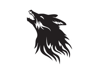 howling wolf silhouette in black and white color