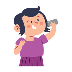 little girl use phone of selfie