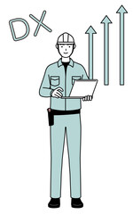 Image of DX, Man in helmet and workwear who has successfully improved his business
