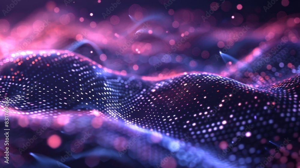 Poster a futuristiclooking image of digital waves and particles symbolizing the techheavy and digital world