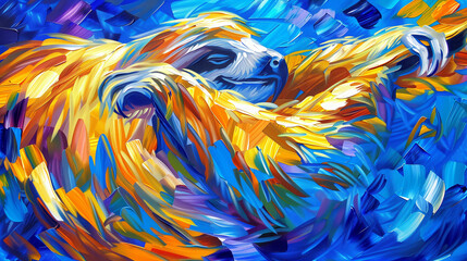 Horizontal oil painting of a Sloth