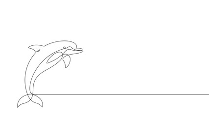 Fototapeta premium One line drawing jumping dolphin for world oceans day concept
