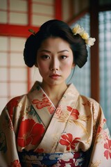 a beautiful woman in a traditional Japanese kimono