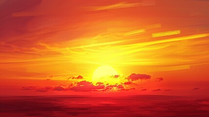 Breathtaking sunset floods the sky with vivid, dramatic hues.