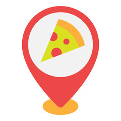 Illustration of Pizza Location design Flat Icon