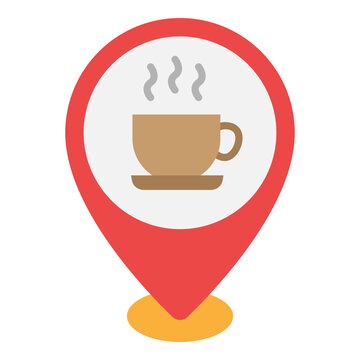 Illustration of Coffee Shop Location design Flat Icon