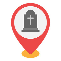 Illustration of Christian Graveyard Location design Flat Icon