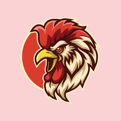 Head Rooster Mascot Vector