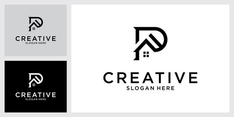 Initial letter P with home vector logo design concept.