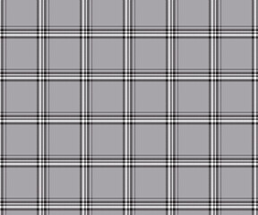 Plaid fabric pattern, grey, black, white, seamless for textile design, clothing, skirt, pants or decorative fabric. Vector illustration.
