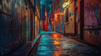 Fototapeta premium Dynamic Urban Exploration: Exploring hidden alleys and vibrant street scenes