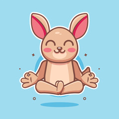 calm kangaroo animal character mascot with yoga meditation pose isolated cartoon 