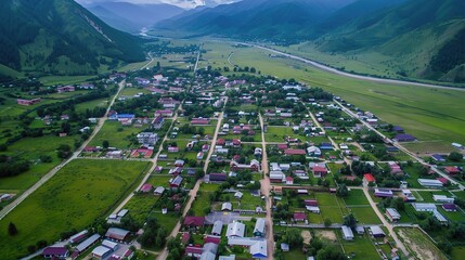 Scenic Aerial View of Altay Mountains with Lush Valleys and Rivers, Chinese Natural Landscape Photography