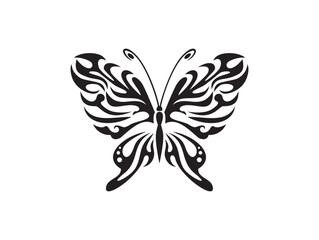 butterfly tribal tatto line art hand drawn illustration