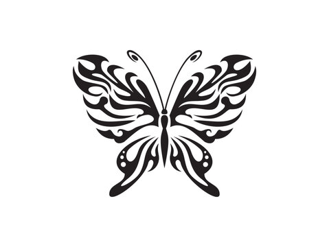 recommend clip art: butterfly tribal tatto line art hand drawn illustration