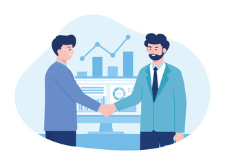workers make agreements about business concept flat illustration